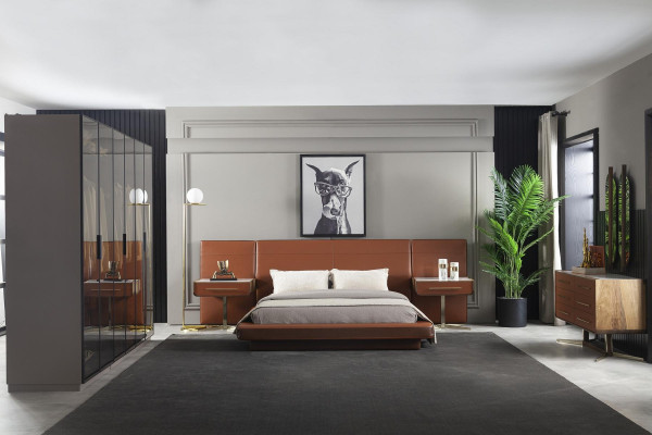 Schlafzimmer Komplett Set 5tlg. Möbel Bett Kleiderschrank Kommode Nachttische