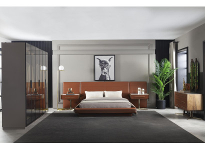 Schlafzimmer Komplett Set 5tlg. Möbel Bett Kleiderschrank Kommode Nachttische