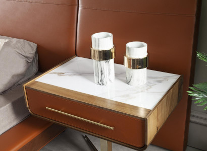 Orangenes Schlafzimmer Bett Doppelbett 2x Nachttisch Betten Möbel 3tlg.