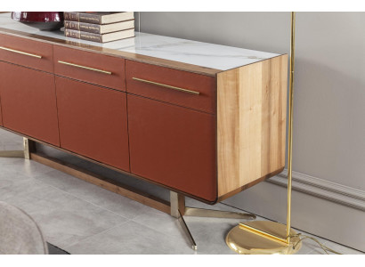 Orangene Anrichte Schubladen und Einlegeböden Kommoden xxl Sideboard 240cm