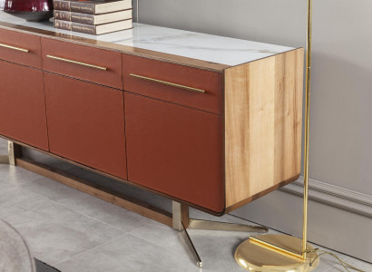 Orangene Anrichte Schubladen und Einlegeböden Kommoden xxl Sideboard 240cm