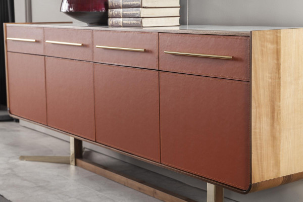 Orangene Anrichte Schubladen und Einlegeböden Kommoden xxl Sideboard 240cm