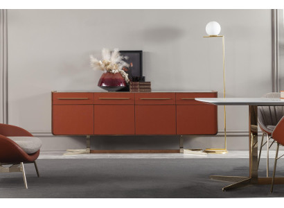 Orangene Anrichte Schubladen und Einlegeböden Kommoden xxl Sideboard 240cm