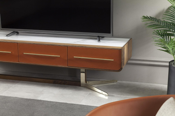 Orangene Wohnwand Edelstahl Wohnwände Wohnzimmer Möbel tv Media Wand