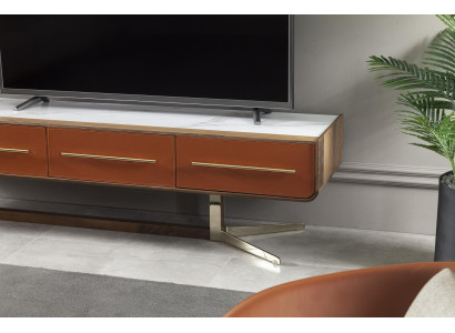 Orangene Wohnwand Edelstahl Wohnwände Wohnzimmer Möbel tv Media Wand