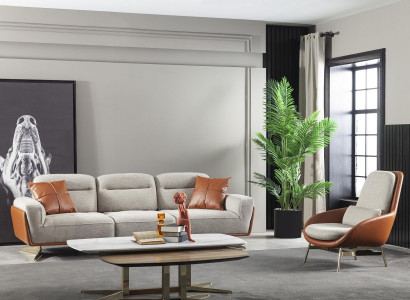 Lehnstuhl Wohnzimmer Sessel Relax Stühle Club Lounge Möbel Braun Sofa