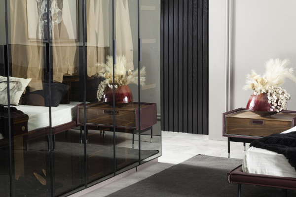 Luxus Nachttisch Brauner  Schlafzimmer Nachttische Loft Moderner Konsole