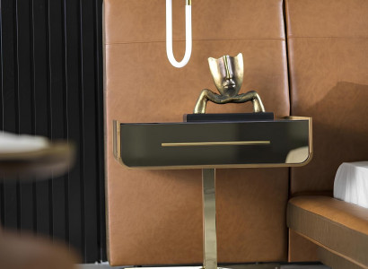 Design Schlafzimmer Bett mit zwei Luxus Nachttischen Glas Tische Betten Hotel