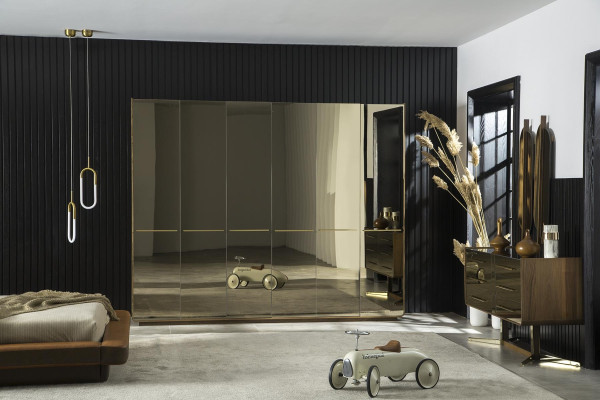 Schlafzimmer Kommode Kleiderschrank Möbel Einrichtung Glasschrank 2tlg.