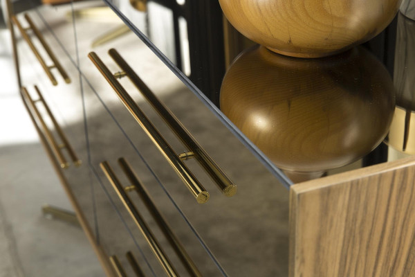 Schlafzimmer Kommode Kleiderschrank Möbel Einrichtung Glasschrank 2tlg.