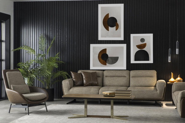 Wohnzimmer Sessel Lehnstuhl Relax Stühle Club Lounge Möbel Braun Sofa