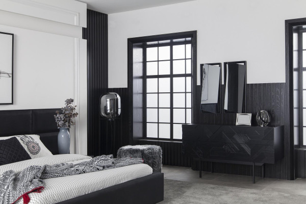 Schlafzimmer Garnitur 4tlg. in schwarz Luxusgarnitur mit Stauraum Neu