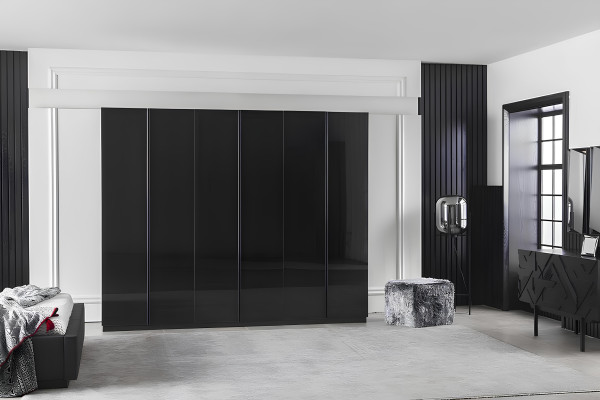 Schwarzes Schlafzimmer Luxus Möbel Kleiderschrank Kommode Nachttische 5tlg.