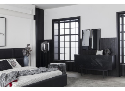 Schwarzes Schlafzimmer Luxus Möbel Kleiderschrank Kommode Nachttische 5tlg.