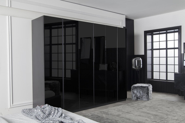 Kleiderschrank Schrank 264cm Schränke Möbel Schlafzimmer Schwarzer Holzschrank