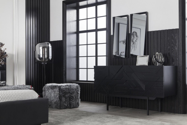 Schwarz Kommode Sideboard Schrank Anrichte Kommoden Schränke 138cm Möbel