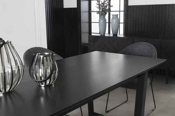 Essgarnitur Schwarzes Esszimmer Set Anrichte Schrank Stühle Esstisch Essgruppe