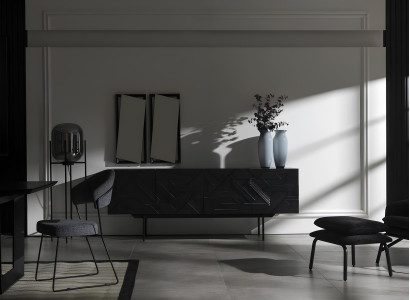 Essgarnitur Schwarzes Esszimmer Set Anrichte Schrank Stühle Esstisch Essgruppe