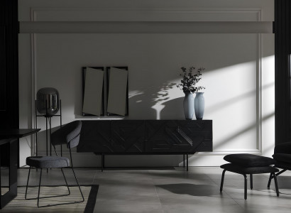 Essgarnitur Schwarzes Esszimmer Set Anrichte Schrank Stühle Esstisch Essgruppe