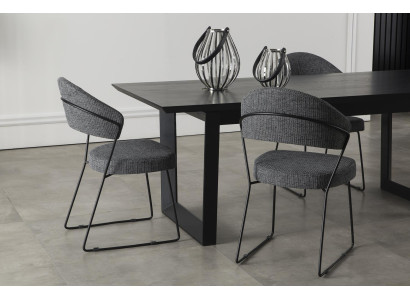 Luxus Polster Lehnstuhl Stühle Loft Designer Grau Küchen Lederstuhl Möbel