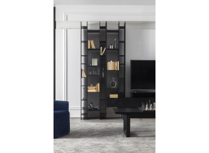 Wohnwand in Schwarz mit offener Aufbewahrung für Wohnzimmer Schrankwände