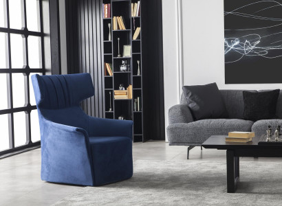 Sessel in Blau Einsitzer Moderner Stil Mittelweich Luxuriös Polster Möbel