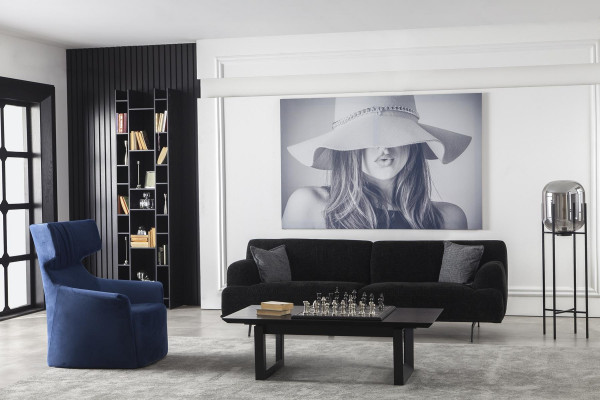 Sessel in Blau Einsitzer Moderner Stil Mittelweich Luxuriös Polster Möbel