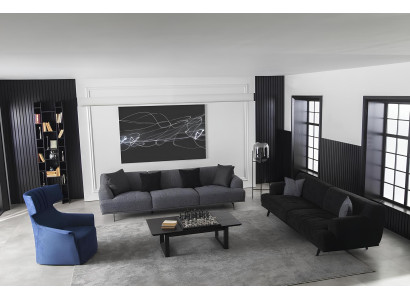 Sofagarnitur Tisch Grau 4+1 Sitzer Garnitur Sitzpolster Möbel Textil 3tlg