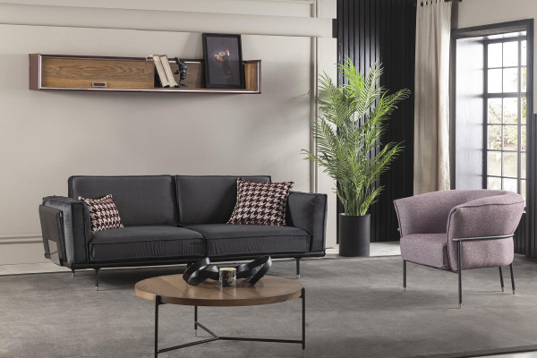 Luxus Sofa Dreisitzer Italienische Stil Möbel Graue Polster Couch Weich