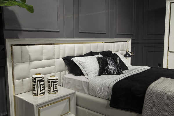 Schlafzimmer Möbel Bett Nachttische Weiß Gold Betten Komplett 4tlg