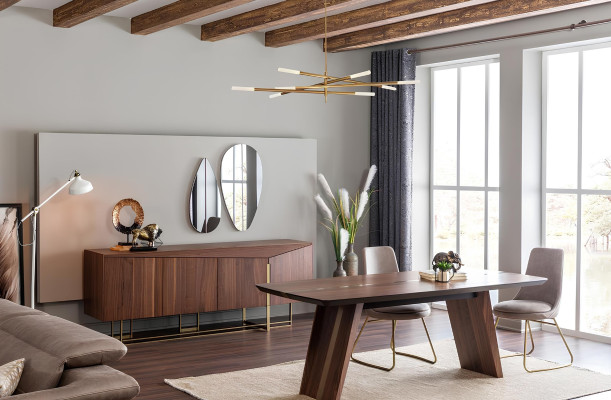 Esstisch Essgruppe Esszimmer Stühle Sideboard Set Holz Braun Garnitur 9tlg