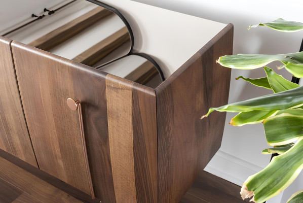 Sideboard Kommode Anrichte Spiegel Holz Braun Anrichte Schränke Set 2tlg.