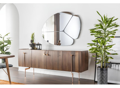 Sideboard Kommode Anrichte Spiegel Holz Braun Anrichte Schränke Set 2tlg.