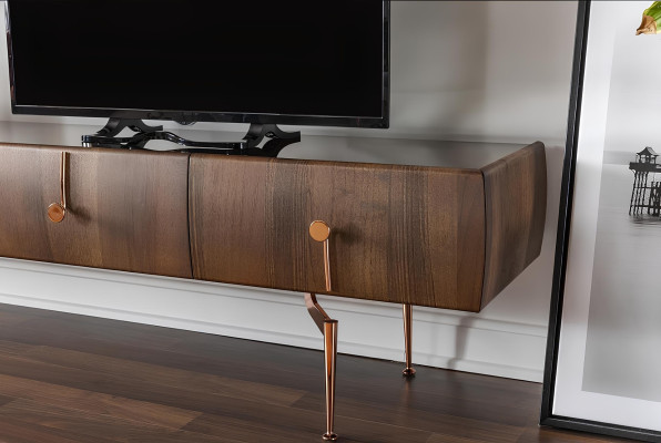 Wohnwand RTV Lowboard TV Ständer Sideboard Garnitur Braun Holz Regale