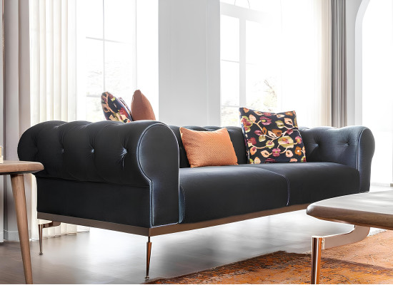 Sofagarnitur 321 Sitzer Sofa Sofas Stoff Tonanlage Blau Orange Sessel