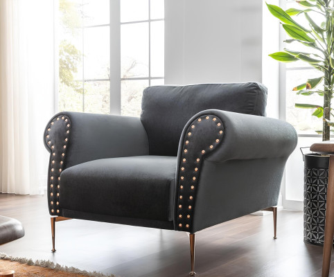 Sessel Ohrensessel Cocktailsessel Sitzer Modern Design Blau Stoff Sitz