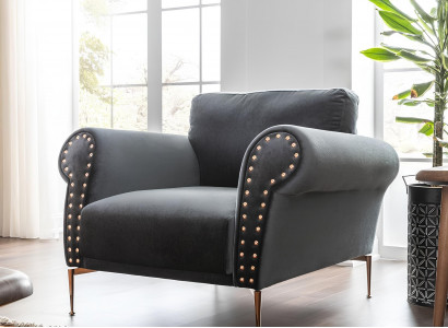 Sessel Ohrensessel Cocktailsessel Sitzer Modern Design Blau Stoff Sitz