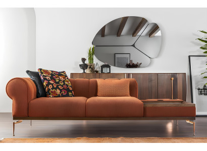Zweisitzer Sofa 2 Sitzer Stoffsofa Sofas Modern Stoff Orange  234cm