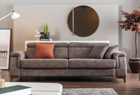 Dreisitzer Sofa 3 Sitzer Stoffsofa Sofas Grau Stoff Mit Bettfunktion