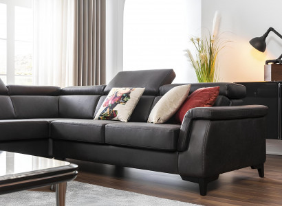 Ecksofa L Form Sofa Sofas Ledersofa Schwarz Bettfunktion Wohnlandschaft