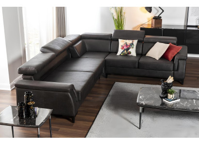 Ecksofa L Form Sofa Sofas Ledersofa Schwarz Bettfunktion Wohnlandschaft