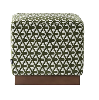 Hocker Puff Fußhocker Grün-weißer Polsterhocker Sitzhocker Stoff Sitz