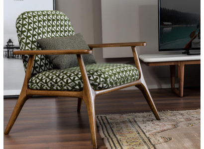 Sessel Ohrensessel Cocktailsessel Sitzer Modern Design Grau Stoff Grün