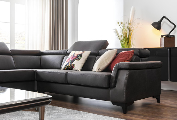Sofagarnitur Ecksofa L-Form Couch Sessel Möbel Bettfunktion Schwarz Neu