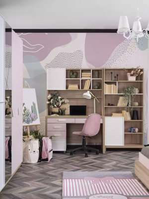 Kinderzimmer Kinderbett Bett Holz Rosa Garnitur Kindermöbel Set 9tlg