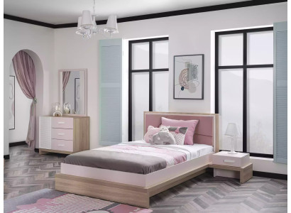 Kinderbett Kinderzimmer Bett Holz Rosa Garnitur Kindermöbel Set 9tlg