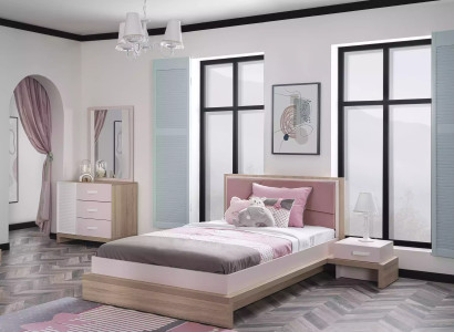 Kinderbett Kinderzimmer Bett Holz Rosa Garnitur Kindermöbel Set 9tlg