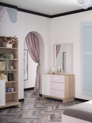 Kinderbett Kinderzimmer Bett Holz Rosa Kindermöbel Set 4tlg Gruppe Neu