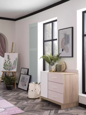 Kinderbett Kinderzimmer Bett Holz Rosa Kindermöbel Set 4tlg Gruppe Neu