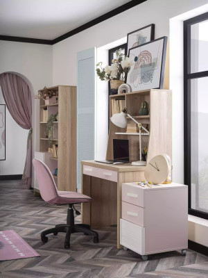 Gruppe Kinderzimmer Schreibtisch Bücherregale 4tlg Computer Holz Rosa